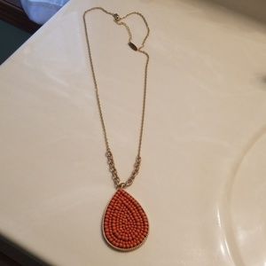 Plunder Orange wooden tear drop necklace
